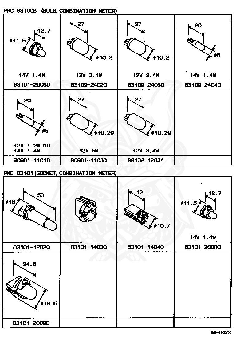 Toyota - Bulb, Combination Meter, No.1